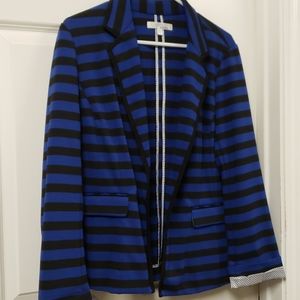 Blue &Black Striped Blazer w/polkadot lining